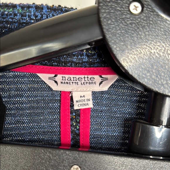 Nanette Lepore Blue Blazer with Subtle Plaid Pattern - Picture 5 of 5